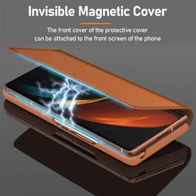 img 2 attached to 📱 CENMASO Samsung Galaxy Z Fold 2 Case: Stylish Magnetic Flap & Invisible Wallet in Saddle Brown - 2020 5G Case