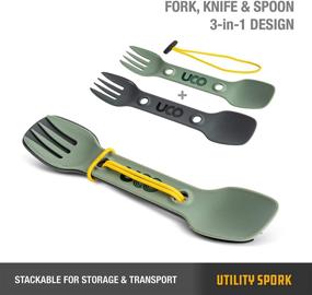 img 2 attached to 🍽️ UCO Utility Spork 3-in-1 Combo Spoon-Fork-Knife Utensil, 2-Pack: Gold and Sky Blue for Efficient Dining