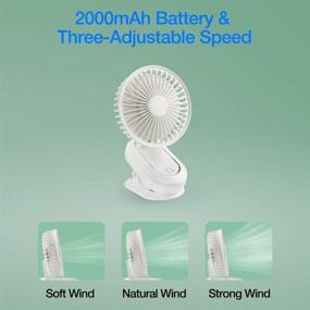 img 2 attached to 🌬️ White Clip-on Stroller Fan for Baby - Battery Operated Portable Fan with 360° Rotation Desk Clamp - Ideal for Camping and Traveling