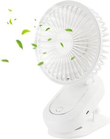 img 4 attached to 🌬️ White Clip-on Stroller Fan for Baby - Battery Operated Portable Fan with 360° Rotation Desk Clamp - Ideal for Camping and Traveling