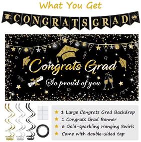 img 3 attached to Graduation Decorations Supplies Backdrop （Black）