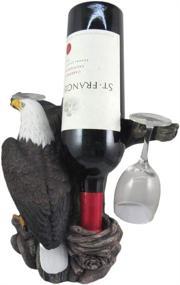 img 1 attached to 🦅 DWK Bald Eagle Wine Bottle Holder with Wine Glasses - Kitchen Accessories and Wine Bar Decor Set