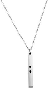 img 4 attached to 🎗️ Bobauna Semicolon Bar Necklace for Mental Health Awareness: Inspirational Strength Gift for Cancer Survivors