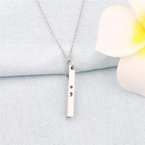 img 3 attached to 🎗️ Bobauna Semicolon Bar Necklace for Mental Health Awareness: Inspirational Strength Gift for Cancer Survivors