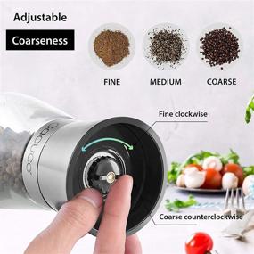 img 2 attached to 🧂 Cacuco Ceramic and Stainless Steel Salt and Pepper Grinder Set with Glass Body, Adjustable Mill Shakers - Refillable, Easy-to-Clean Grinders, Includes Bonus Stainless Steel Spoon and Cleaning Brush