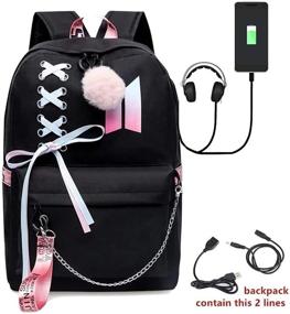 img 2 attached to 🎒 BOOSOS Backpack Daypack Taehyung Jungkook: Stylish and Versatile Travel Companion