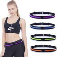 🏃 premium running belt waist pack fanny pack with 2 expandable pockets for men and women - ideal for hiking, jogging, walking, and cycling - sweatproof and rainproof mobile phone pouch bag (purple) logo