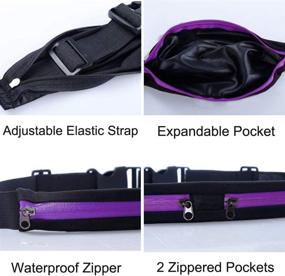 img 3 attached to 🏃 Premium Running Belt Waist Pack Fanny Pack with 2 Expandable Pockets for Men and Women - Ideal for Hiking, Jogging, Walking, and Cycling - Sweatproof and Rainproof Mobile Phone Pouch Bag (Purple)