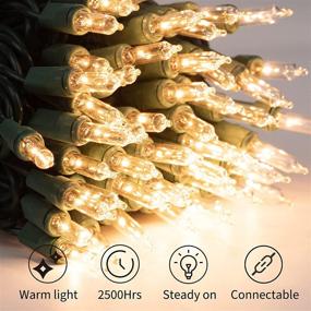 img 2 attached to Vibrant Clear Christmas String Lights - 25 Feet 100 Count Green Wire Mini Xmas Lights | Festive Indoor Outdoor Patio Décor - 3 Pack