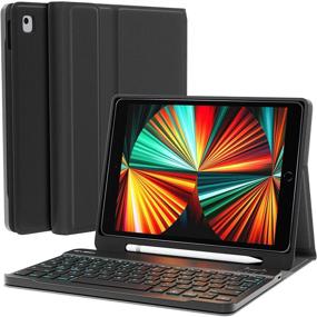 img 4 attached to 🔲 Black iPad Keyboard Case with Backlit, Bluetooth, 10.2'' iPad 8th Generation Keyboard Case - Built-in Pencil Holder, for iPad 7th (2019)/8th (2020) Generation