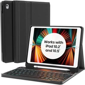 img 3 attached to 🔲 Black iPad Keyboard Case with Backlit, Bluetooth, 10.2'' iPad 8th Generation Keyboard Case - Built-in Pencil Holder, for iPad 7th (2019)/8th (2020) Generation