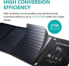 img 2 attached to 🔌 Solar Panel Charger - JOYJOM 21W, Portable Solar Charger with 1 USB Port (5V) and 1 DC Port (18V), Waterproof & Durable. Compatible with iPhone, iPad, Galaxy, Portable Power Station 100wh, and More!