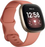 📱 fitbit versa 3 health & fitness smartwatch: bluetooth calls/texts, gps, heart rate, spo2, fast charging, 6+ days battery - pink/gold (international version) логотип