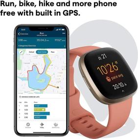 img 2 attached to 📱 Fitbit Versa 3 Health & Fitness Smartwatch: Bluetooth Calls/Texts, GPS, Heart Rate, SpO2, Fast Charging, 6+ Days Battery - Pink/Gold (International Version)