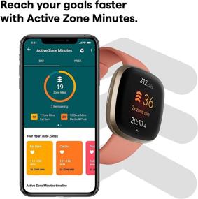 img 1 attached to 📱 Fitbit Versa 3 Health & Fitness Smartwatch: Bluetooth Calls/Texts, GPS, Heart Rate, SpO2, Fast Charging, 6+ Days Battery - Pink/Gold (International Version)