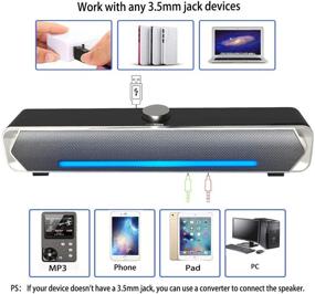 img 1 attached to 🔊 PHISSION USB Powered Computer Soundbar with LED Light for PC & Mobile - Enhanced Audio Experience, 3.5mm Aux Input