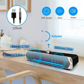 img 2 attached to 🔊 PHISSION USB Powered Computer Soundbar with LED Light for PC & Mobile - Enhanced Audio Experience, 3.5mm Aux Input