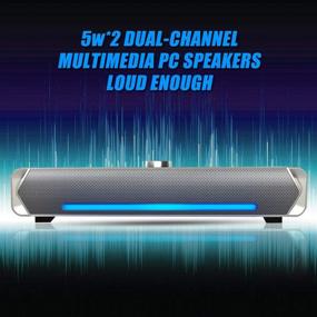 img 3 attached to 🔊 PHISSION USB Powered Computer Soundbar with LED Light for PC & Mobile - Enhanced Audio Experience, 3.5mm Aux Input