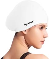 🏊 waterproof silicone swim cap for long hair: ideal swimming caps for women, men, adults, youths & kids logo