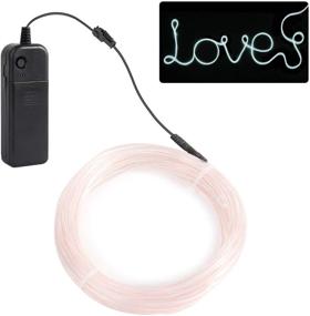 img 3 attached to JIGUOOR EL Wire Battery Pack: 16.4ft / 5m White Neon Light Strip for DIY, Festival, Party Decoration, Pub, Halloween, Chrismas