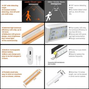 img 2 attached to Ultimate Illumination: Rechargeable Motion Sensor LED Closet Lights - Super Bright Indoor 💡 Lighting Solution for Cabinets, Ultra Energy-Saving & Battery Operated (6 inch, 0.75W, 5700K Gold)