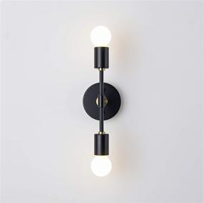 img 3 attached to BRIGHTTIA 2 Light Wall Sconce - Modern Minimalist Bathroom Vanity And Hallway Lighting - Mid Century Industrial Exposed Bulb Wall Lamp - Flush Mount Fixture - Black/Brushed Gold (BW0023-2BG)