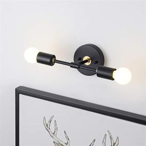 img 1 attached to BRIGHTTIA 2 Light Wall Sconce - Modern Minimalist Bathroom Vanity And Hallway Lighting - Mid Century Industrial Exposed Bulb Wall Lamp - Flush Mount Fixture - Black/Brushed Gold (BW0023-2BG)