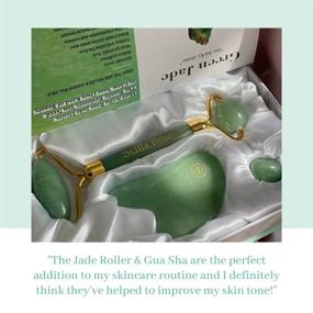 img 3 attached to 🌿 Organic Jade Roller & Gua Sha Set for Face - Premium Natural Facial Massage Tools for Lymphatic Drainage, Skin Rejuvenation, Reducing Puffiness, and Neck & Face Firming