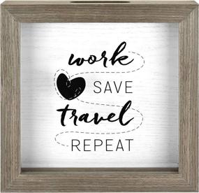 img 4 attached to 🏦 MCS Work Save Travel Repeat Fund Bank Shadowbox: The Perfect Gray Woodgrain Travel Keepsake