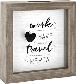 img 2 attached to 🏦 MCS Work Save Travel Repeat Fund Bank Shadowbox: The Perfect Gray Woodgrain Travel Keepsake