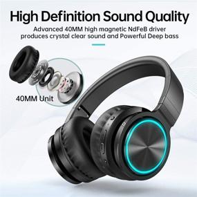 img 3 attached to 🎧 Picun B12 Wireless Bluetooth Headphones, HD Stereo Sound Over Ear Headphones with Built-in Microphones, Deep Bass, 20 Hours Playtime, Fast Charge Bluetooth 5.0 Headset for Adults, School, Travel - Black