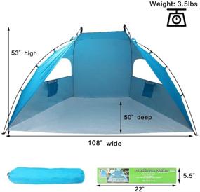 img 2 attached to 🏖️ Easily Assemble and Transport the 9ft Large Sun Shelter Beach Tent: Family-Friendly, UV Protection, Blue