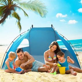 img 3 attached to 🏖️ Easily Assemble and Transport the 9ft Large Sun Shelter Beach Tent: Family-Friendly, UV Protection, Blue