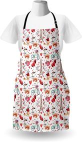 img 2 attached to 🍷 Romantic Apron by Ambesonne - Love Themed Paris Coffee Wine Perfumes Bikes with Heart Backdrop - Unisex Kitchen Bib with Adjustable Neck for Cooking, Gardening - Adult Size, Red Coral