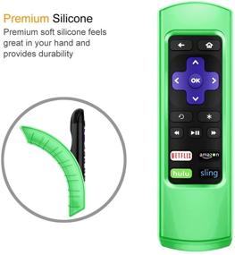 img 1 attached to 📱 Fintie Protective Case for Roku Express, Premiere RC68 RC69 RC108 RC112 Remote - CaseBot (Honey Comb Series) Green Glow - Lightweight, Anti Slip, Shock Proof Silicone Cover