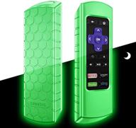 📱 fintie protective case for roku express, premiere rc68 rc69 rc108 rc112 remote - casebot (honey comb series) green glow - lightweight, anti slip, shock proof silicone cover logo