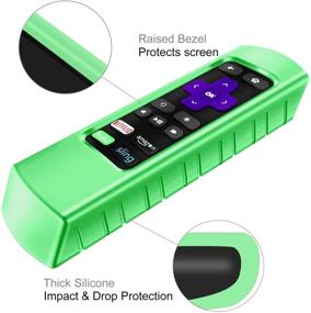 img 3 attached to 📱 Fintie Protective Case for Roku Express, Premiere RC68 RC69 RC108 RC112 Remote - CaseBot (Honey Comb Series) Green Glow - Lightweight, Anti Slip, Shock Proof Silicone Cover