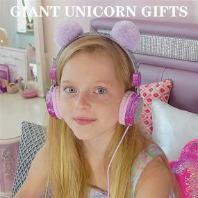 img 3 attached to Наушники для детей Charlxee POM POM Bear с мишками и HD звуком и микрофоном для девочек, детей и подростков - Наушники с проводом типа Over-Ear On-Ear с 3,5 мм разъемом - Идеальны для школы и в качестве подарка в стиле единорога (фиолетовые)