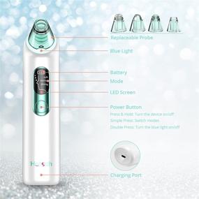 img 1 attached to 🔌 Electric Blackhead Remover Vacuum - Hotsch Pore Cleaner Tool, USB Rechargeable Acne Extractor Kit, LED Display with Upgraded Blue Light, 4 Replaceable Suction Probes