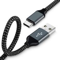 📱 кабель aupek usb type c высокого качества [10 футов, 1 упаковка] - быстрая зарядка нейлоновым плетеным шнуром для samsung galaxy s10, s9, s8, note 8 plus, google pixel, lg v30, v20, g6, g5 (черный) логотип