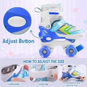 img 2 attached to 🛼 4 Size Adjustable Quad Roller Skates: Light Up Wheels, Ideal for Kids Age 6-12