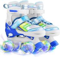 🛼 4 size adjustable quad roller skates: light up wheels, ideal for kids age 6-12 logo