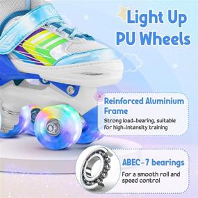 img 3 attached to 🛼 4 Size Adjustable Quad Roller Skates: Light Up Wheels, Ideal for Kids Age 6-12