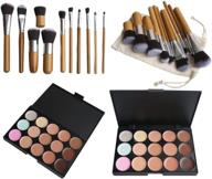 enhance your makeup routine with the versatile 15 colors cosmetics cream contour foundation concealer palette kit & 11pcs bamboo brush set logo