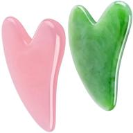 🌸 2pcs gua sha facial tools set - trigger point massager with smooth edge for physical therapy, spa & acupuncture, resin gua sha used on face, eyes, neck, and body (pink & green) logo