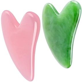 img 4 attached to 🌸 2PCS Gua Sha Facial Tools Set - Trigger Point Massager with Smooth Edge for Physical Therapy, SPA & Acupuncture, Resin Gua Sha Used on Face, Eyes, Neck, and Body (Pink & Green)