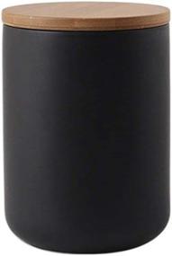 img 4 attached to 🔲 Modern Ceramic Food Storage Canister with Airtight Seal - Black 24.63oz/700ml