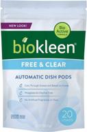 biokleen free & clear automatic dish pods, concentrated eco-friendly dishwasher detergent, phosphate & chlorine free, non-toxic, 20 pods, single pack logo