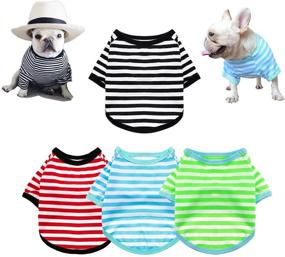 img 4 attached to 🐾 Summer Lovin' 4-Pack Dog Shirts: Stylish Striped Outfits for Small Dogs & Cats - Breathable Pet Apparel for Boy and Girl Pups