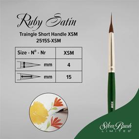 img 3 attached to 🖌️ Серебряная кисть Silver Brush Limited 2515S Ruby Satin Pointed Triangle Brush, щетки из щетины для жидких и текучих акрилов, размер XS, короткая ручка